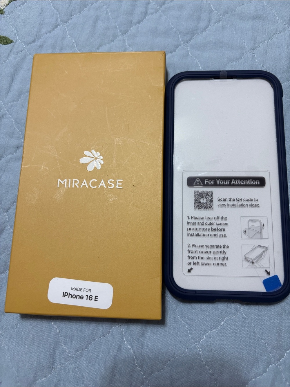 NIB Miracase Navy Blue iPhone Protective Case - iPhone 16 E Compatible